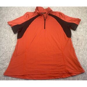 KERRITS Equestrian Orange/Black Quarter Zip Short Sleeve Riding Top Size L
